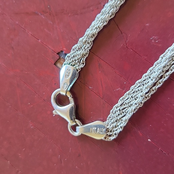 925 Sterling Silver & Diamond Multi Strand Rondelle Bridal Necklace - Picture 3 of 4